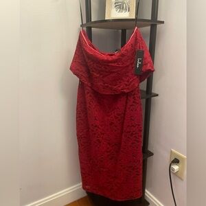 Lulu's Red Strapless lace dress